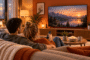 Paar streamt einen Film zu Hause mit Internet- und TV-Abo